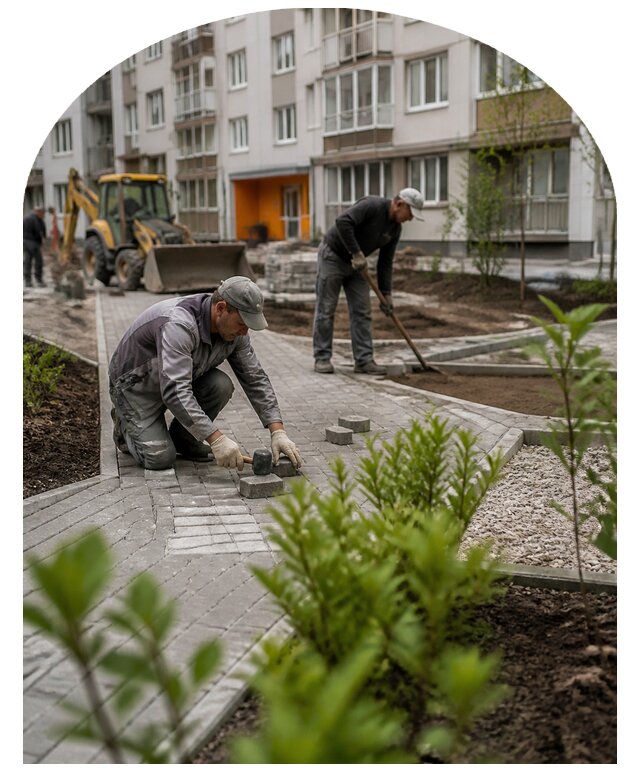 Благоустройство двора многоквартирного дома в Топках